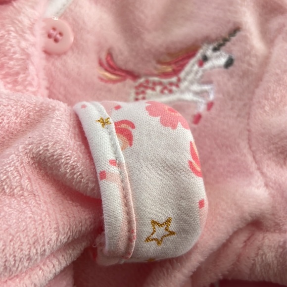 NWT Baby 6/9 months pink button up hooded coat Jacket Unicorn Pink and white - Picture 10 of 10